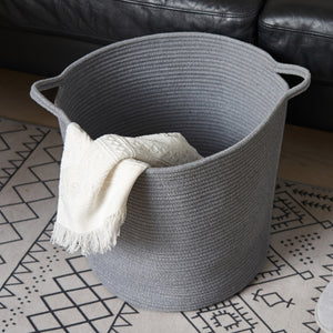 Grey Laundry Basket Cotton Rope Basket Hamper for Blanket