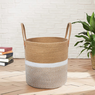 Jute Natural Laundry Basket Toy Towels Blanket Basket 16