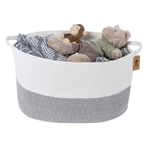 Bedroom Basket 3XL Woven Rope Storage Bin Box for Home Organizer Grey White Timeyard for toy storage basket