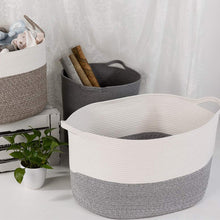 Load image into Gallery viewer, Bedroom Basket 3XL Woven Rope Storage Bin Box for Home Organizer Grey White Timeyard