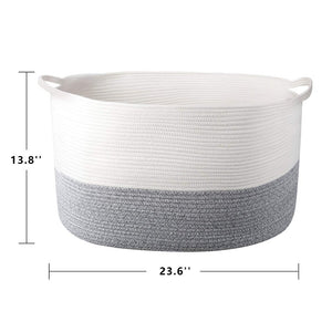 Bedroom Basket 3XL Woven Rope Storage Bin Box for Home Organizer Grey White Timeyard large standard size