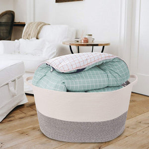 Bedroom Basket 3XL Woven Rope Storage Bin Box for Home Organizer Grey White Timeyard living room storage