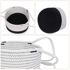 Black and White Plant Basket Woven Cotton Rope Wall Hanging Indoor Planter well made craftsmanship
