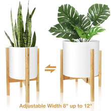 Load image into Gallery viewer, Corner Plant Stand Bamboo Adjustable Width 8&quot; up to 12&quot;