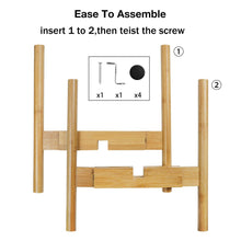 Load image into Gallery viewer, Corner Plant Stand Bamboo Adjustable Width 8&quot; up to 12&quot; Details