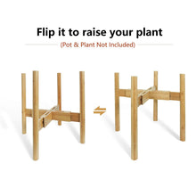 Load image into Gallery viewer, Corner Plant Stand Bamboo Adjustable Width 8&quot; up to 12&quot; Use