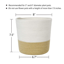 Load image into Gallery viewer, Cotton Rope Plant Basket Yellow and White Basket Size