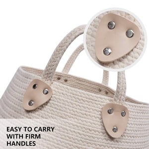 Cute Woven Clothes Hamper For Baby Plush Stuffed Animals Toys Storage Basket with Long Handles timeyard