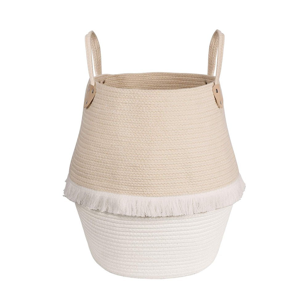 Cute Woven Clothes Hamper For Baby Plush Stuffed Animals Toys Storage Basket with Long Handles