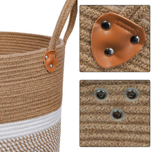 Load image into Gallery viewer, Jute Natural Laundry Basket Toy Towels Blanket Basket 16&quot; x 16&quot; Details