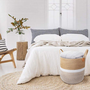 Jute Natural Laundry Basket Toy Towels Blanket Basket 16" x 16" For Living Room