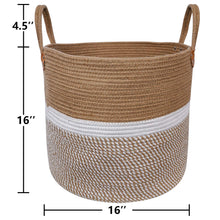 Load image into Gallery viewer, Jute Natural Laundry Basket Toy Towels Blanket Basket 16&quot; x 16&quot; Size