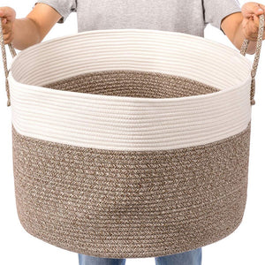 Timeyard Extra Large Rope Storage baskets Round Woven Hamper Basket for Toy Organizer how big it is