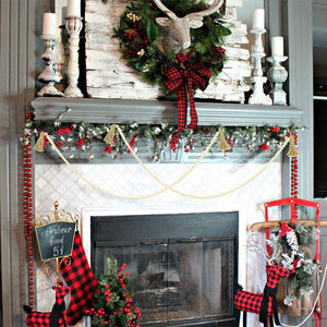 Farmhouse Living Room Decor Wooden Christmas Bead Garland Set of 2 fireplace decoration