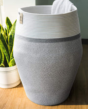 Load image into Gallery viewer, Wicker Cotton Rope Tall Laundry Basket 25.6&quot; Height