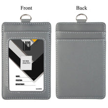Load image into Gallery viewer, 2-Sided Vertical Genuine Leather ID Badge Holder with Lanyard
