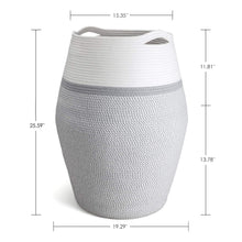 Load image into Gallery viewer, Wicker Cotton Rope Tall Laundry Basket 25.6&quot; Height
