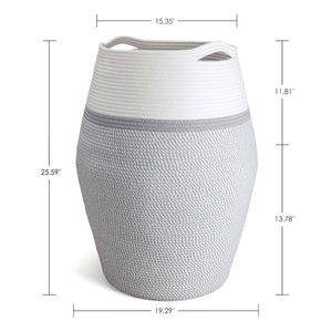 Wicker Cotton Rope Tall Laundry Basket 25.6" Height