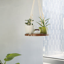 Load image into Gallery viewer, Hanging Plant Holders With Brown Wooden Shelf For Bedroom