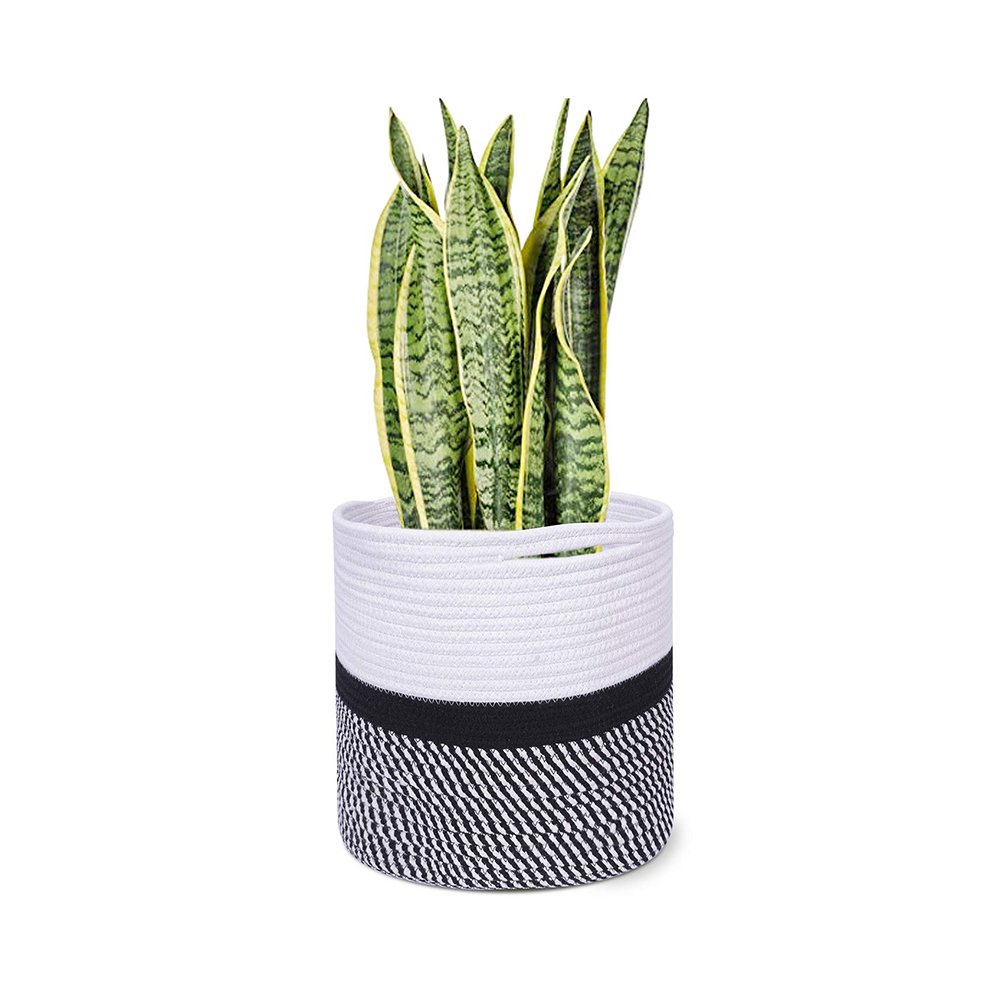 Cotton Rope Plant Basket Floor Indoor Planters 11