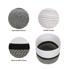 Load image into Gallery viewer, Cotton Rope Plant Basket Floor Indoor Planters 11&quot; x 11&quot; Gray and White Stripe well made craftsmanship
