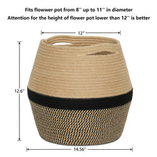 Load image into Gallery viewer, Jute Rope Plant Basket 12&quot; x 12&quot; Size
