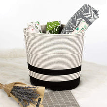 Load image into Gallery viewer, Extra Large Cotton Rope Black Basket with Handles Storage Containers for Baby Laundry Hamper XL 