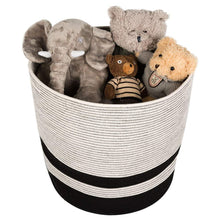 Load image into Gallery viewer, Extra Large Cotton Rope Black Basket with Handles Storage Containers for Baby Laundry Hamper Toy Storage