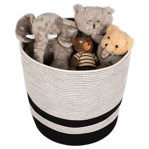 Extra Large Cotton Rope Black Basket with Handles Storage Containers for Baby Laundry Hamper Toy Storage