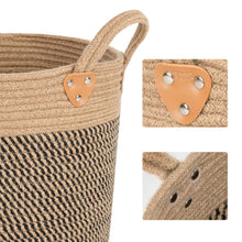 Load image into Gallery viewer, Large Jute Basket Woven Storage Basket with Handles 14&quot; x 14&quot; x 12&quot; Details