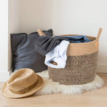 Load image into Gallery viewer, Large Jute Basket Woven Storage Basket with Handles 14&quot; x 14&quot; x 12&quot; For Bedroom