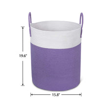 Load image into Gallery viewer, Large Woven Cotton Rope Laundry Basket with Handles, Purple