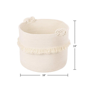 Large Woven Decorative Storage Baskets Cream For Baby Nursery Laundry Hamper 16 x 13 in how big