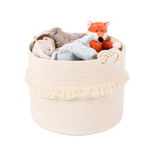 Load image into Gallery viewer, Large Woven Decorative Storage Baskets Cream For Baby Nursery Laundry Hamper 16 x 13 in