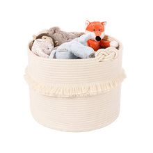 Load image into Gallery viewer, Large Woven Decorative Storage Baskets Cream For Baby Nursery Laundry Hamper 16 x 13 in
