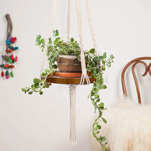 Load image into Gallery viewer, Macrame Plant Hanger With Brown Shelf For Bedroom