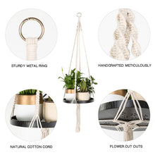 Load image into Gallery viewer, Macrame Plant Hangers With Black Shelf Details