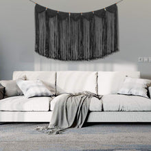 Load image into Gallery viewer, Macrame Wall Hanging Curtain Fringe Garland Banner Black Bedroom