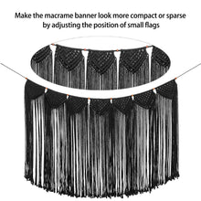 Load image into Gallery viewer, Macrame Wall Hanging Curtain Fringe Garland Banner Black Whole Details