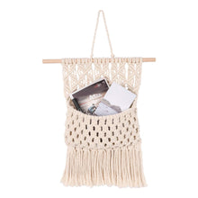 Load image into Gallery viewer, Macrame Wall Hanging Magazine Holder Beige