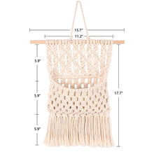 Load image into Gallery viewer, Macrame Wall Hanging Magazine Holder Beige Size