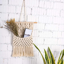 Load image into Gallery viewer, Macrame Wall Hanging Magazine Holder Beige Wall Decor