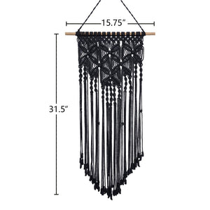 Macrame Woven Wall Art Boho Decor Balck Size