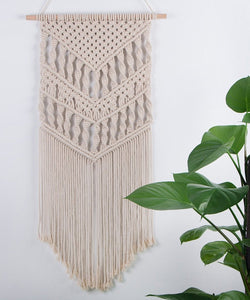 Macrame Woven Wall Hanging Boho Chic Art Decor Beige Living Room