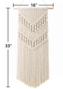 Macrame Woven Wall Hanging Boho Chic Art Decor Beige Size