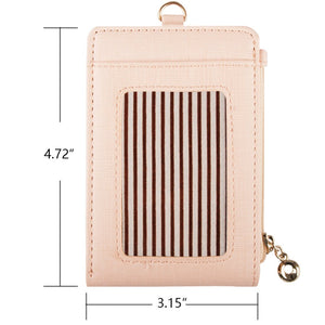 Womens Cute Candy Color Bifold ID Badge Holder with Lanyard Wallet