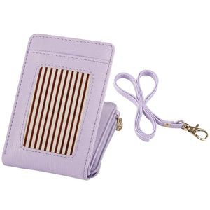 Womens Cute Candy Color Bifold ID Badge Holder with Lanyard Wallet