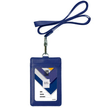 Load image into Gallery viewer, 2-Sided Vertical Genuine Leather ID Badge Holder with Lanyard