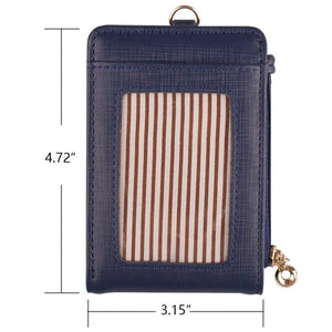 Womens Cute Candy Color Bifold ID Badge Holder with Lanyard Wallet