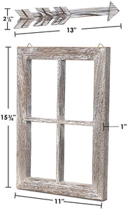 Rustic white window and arrows farmhouse decor  how big it is
